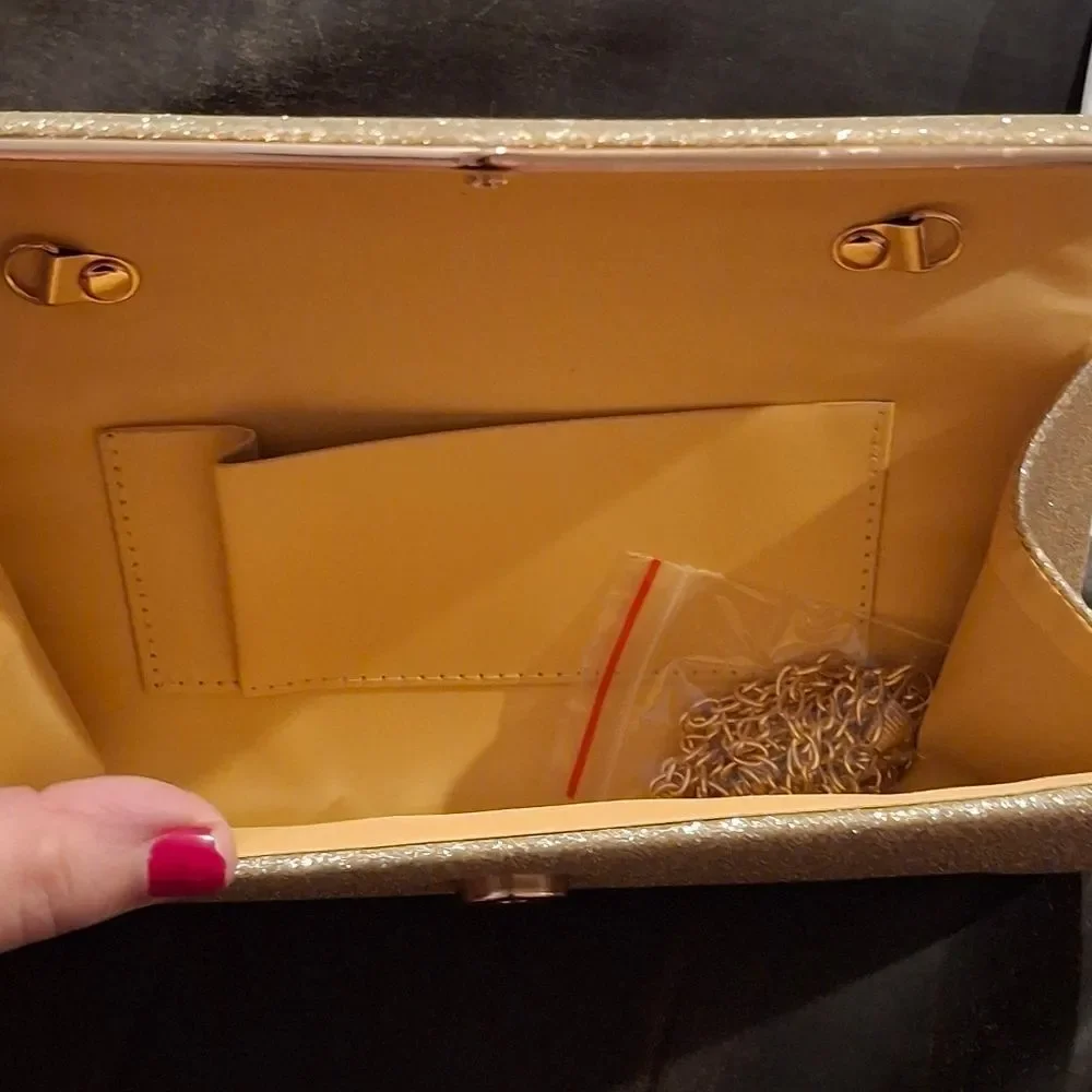 Gold Glitter Sparkling Evening Clutch Bag